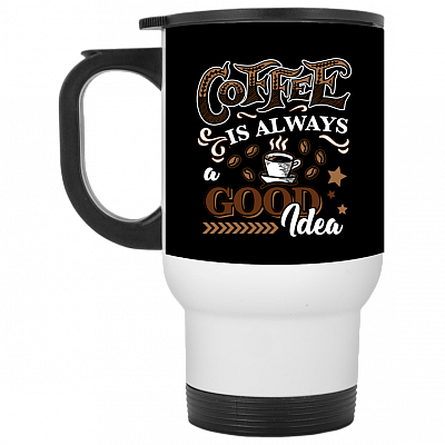 14 oz. White Travel Mug