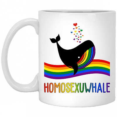 Rainbow Homosexuwhale Ceramic Coffee Mug - Beer Stein -Water Bottle - Color Changing Mug