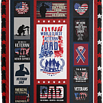 World Best Veteran Dad Happy Father's Day Fleece Blanket - Premium Sherpa Blanket- Woven Blanket