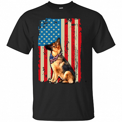 German Shepherd Us Flag T-Shirt - 4th Of July Shirts