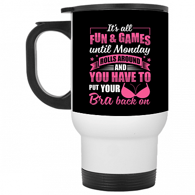 14 oz. White Travel Mug