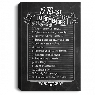 12 Things To Remember The Past Cannot Be Changed Gallery Wrapped Framed Canvas Prints - Unframed Poster
