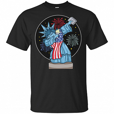Lady Liberty Dabbing Fourth 4th Of July Fireworks T-Shirt - Proud America USA Flag Independence Day Tee Shirt