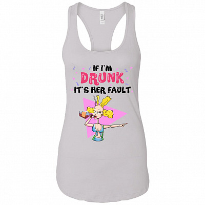 If I'm Drunk It's Her Fault Bald He-ad Left #2 Tank Top Tee - Ladies Racerback Tank
