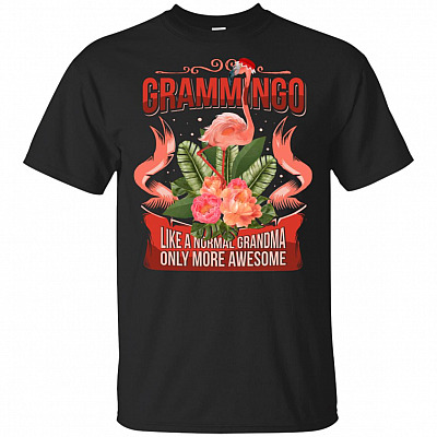 Grammingo Like A Normal Grandma Only More Awesome T-shirt - Grandma Flamingo V-neck Tee