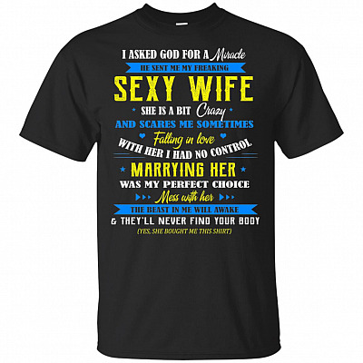 I Ask God For Miracle He Sent Me My Freaking Awesome Wife T-Shirt - V-Neck Shirt