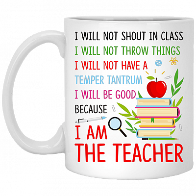 I Will Not Shout In Class I Am The Teacher Ceramic Coffee Mug - Beer Stein - Water Bottle - Color Changing Mug