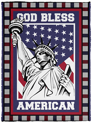 God Bless American Fleece Blanket – Premium Sherpa Blanket – Woven Blanket