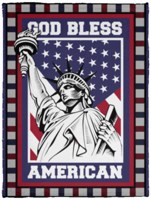 God Bless American Fleece Blanket – Premium Sherpa Blanket – Woven Blanket