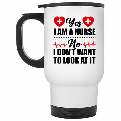 14 oz. White Travel Mug