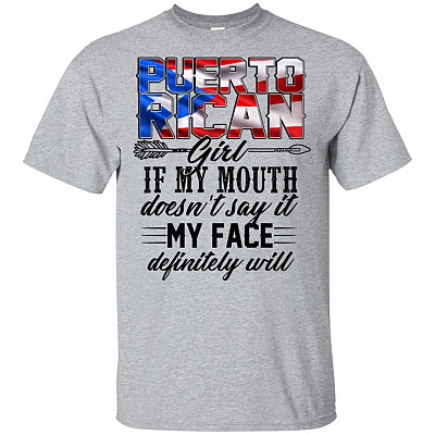 Puerto Rican Girl If My Mouth Doesn't Say It My Face Definitely Will Funny Puerto Rico T-shirt - V-neck Tee