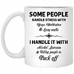 Some People Handle Stress With Yoga Meditation And Long Walks Ceramic Coffee Mug - Water Bottle - Color Changing Mug