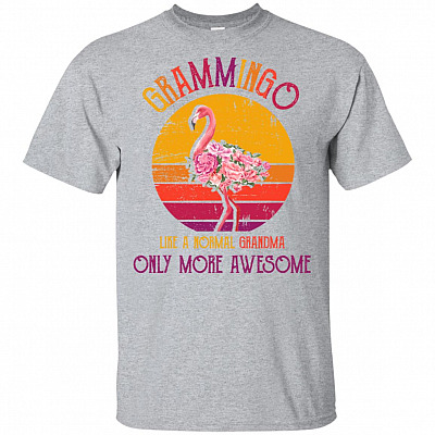 Grammingo Like A Normal Grandma Only More Awesome Vintage T-Shirt - Fun Gift for Grandma Flamingo Ideas Retro Tee Shirt