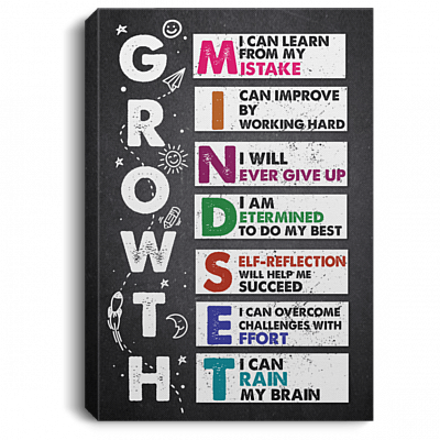 Growth Mindset Learn From Mistake Improve By Hard Working Never Give-Up Motivation Framed Canvas - Unframed Poster