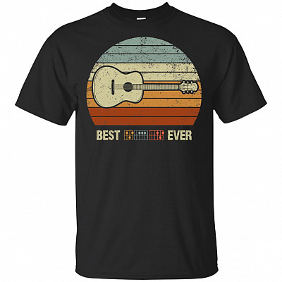 Best Guitar Dad Ever T-Shirt - Love Music Vintage Retro Sunset Fathers Day Gifts Tee Shirt