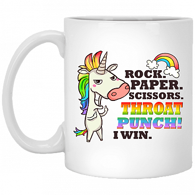 Rock Paper Scissors Throat Punch! I Win Ceramic Coffee Mug - Travel Mug - Beer Stein - Stainless Water Bottle - Color Changing Mug