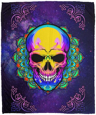 Colorful Skull Fleece Blanket - Premium Sherpa Blanket - Woven Blanket