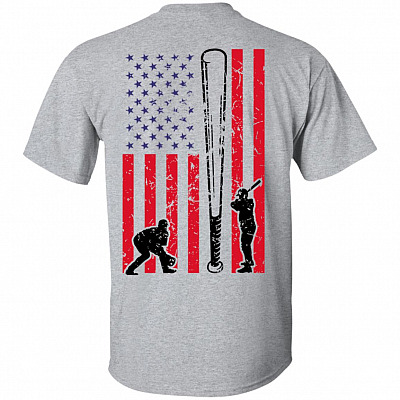 Baseball Fourth Of July US-Flag Print On Back T-shirt - V-neck Tee