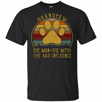 Grandpaw The Man The Myth The Bad Influ-ence Vintage Style T-Shirt Perfect Gift For Grandpa