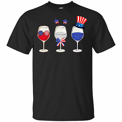 Happy Wine Fourth 4th Of July Holiday Party Celebration T-Shirt - Proud America USA Flag Independence Day Tee Shirt