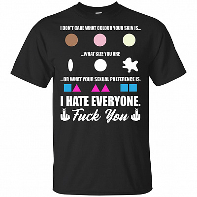 I Don't Care What Color Your Skin Is What Size You Are I Hate Everyone Fck You T-Shirt - V-Neck Shirt