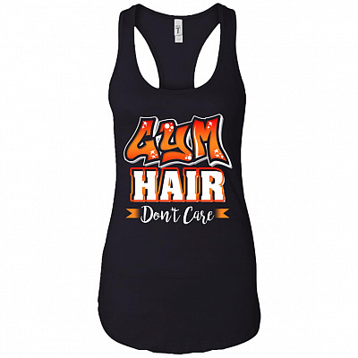 Gym Hair Don't Care Cotton Tank Top Tee - Racerback Tank Shirt Funny Gym Shirt