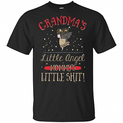 Gradnma's Little Angel Mommy's Little Shit Funny T-Shirt For Kids