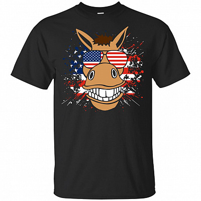 Vintage Horse Riding Patriotic American Flag - 4th July Horse Shirt