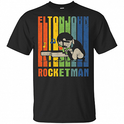 Elton Playing Piano John Tribute Rocketman Legend Rock Rocket Kid Icon Piano Man Player Vintage Retro T-Shirt
