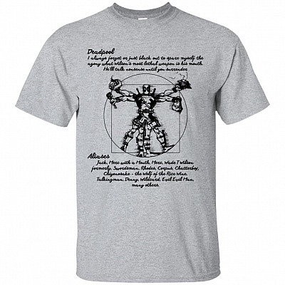 De@dpool Vitruvian Drawing T-Shirt - Vitruvian Man Shirt