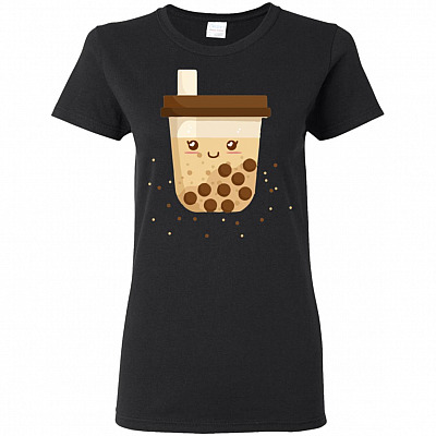 Cute Kawaii Bubble Tea Women T-Shirt - Boba Milk Tea Lover Ladies Shirt