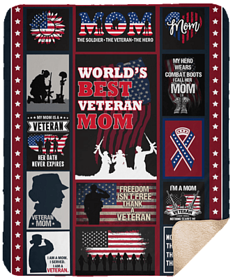 Alternative view of World Best Veteran Mom Happy Mother's Day Fleece Blanket - Premium Sherpa Blanket- Woven Blanket