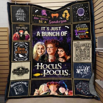 Alternative view of It's Just A Bunch Of Hocus Three Witches Fleece Blanket - Premium Sherpa Blanket - Woven Blanket