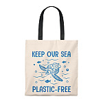 Keep Our Sea Plastic-Free Turtle Vintage Canvas Tote Bag - Shoulder Bag - Reusable Grocery Shopping Bag