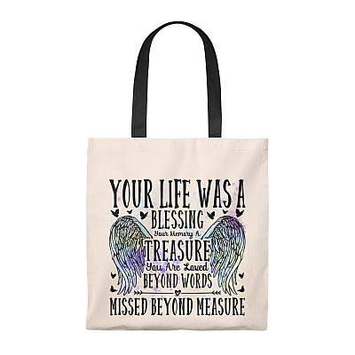 Your Life Was a Blessing Your Memory Vintage Canvas Tote Bag - Shoulder Bag - Reusable Grocery Shopping Bag