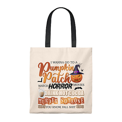 I Wanna Go To A Pumpkin-Patch Watch Horror Movies Vintage Canvas Tote Bag - Shoulder Bag