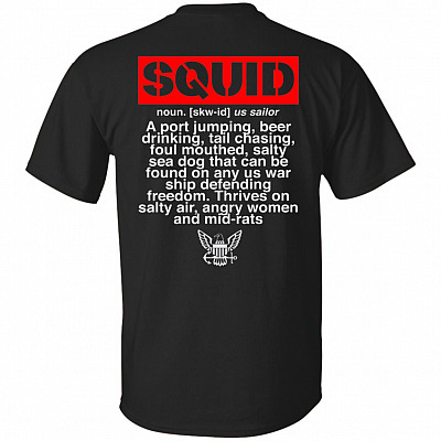 Squid Noun A Port Jumping Beer Drinking Print On Back T-Shirt