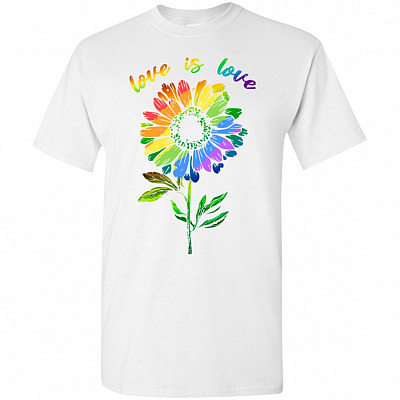 Rainbow Daisy Love Is Love LGBT Pride T-Shirt