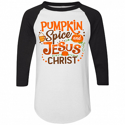 Pumpkin Spice and Jesus-Christ 3/4 Raglan Jersey Shirt - Baseball Tee