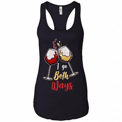 I Go Both Ways Red And White Wine Lover Cotton Tank Top Tee - Ladies Racerback Tank