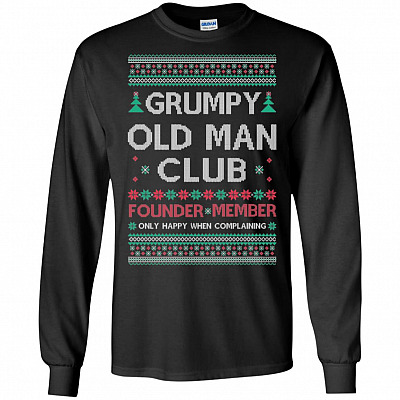 Grumpy Old Man Club Ugly Christmas Sweater Hoodie - Sweatshirt - Long Sleeve Shirt