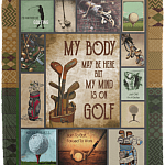 My Body May Be Here But My Mind Is On Golf Fleece Blanket - Premium Sherpa Blanket - Woven Blanket