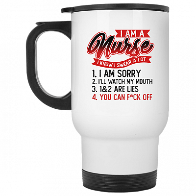 14 oz. White Travel Mug