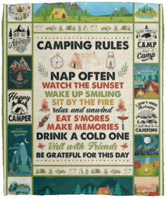 Camping Rules Nap Often Watch The Sunset Fleece Blanket - Premium Sherpa Blanket - Woven Blanket