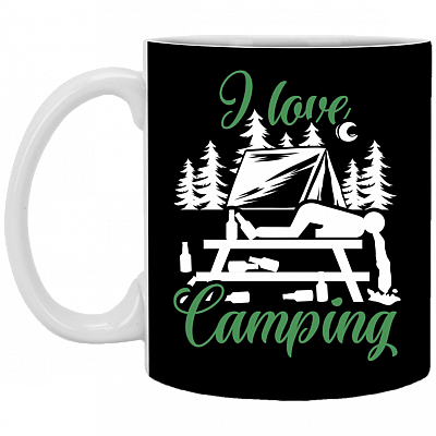 I Love Camping Ceramic Coffee Mug - Water Bottle - Color Changing Mug