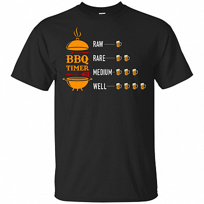 BBQ Party BBQ Timer Raw Rare Medium Well Funny Drinking Beer T-Shirt