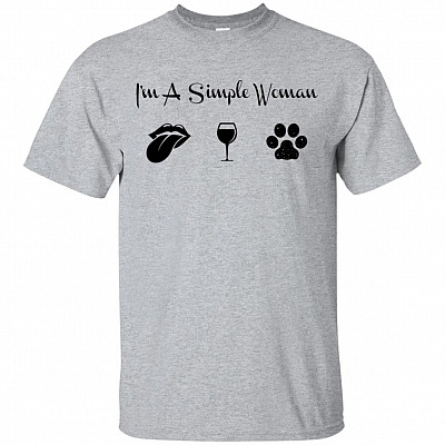 I'm A Simple Woman Rolling Lip Wine Dog Stones T-Shirt