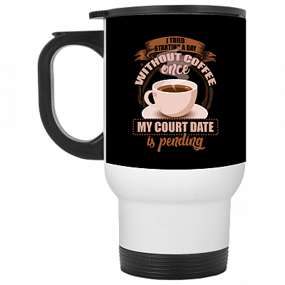 14 oz. White Travel Mug