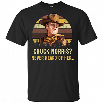 Chuck-Norris Never Heard Of Her Vintage Retro T-Shirt