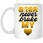 Beer Never Broke My Heart Ceramic Coffee Mug - Beer Stein -Water Bottle - Color Changing Mug